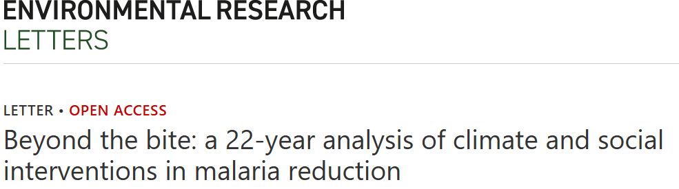 Nandini Suri, “Beyond the Bite: A 22‐year Analysis of Climate and Social Interventions in Malaria Reduction” (2025) 20 Environmental Research Letters 10406 https://doi.org/10.1088/1748-9326/adf761